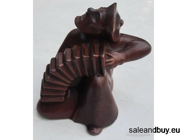 Verkauft !!  Saxonia Meissen Baukeramik - Ziehharmonikaspieler, um 1920, Art Deco