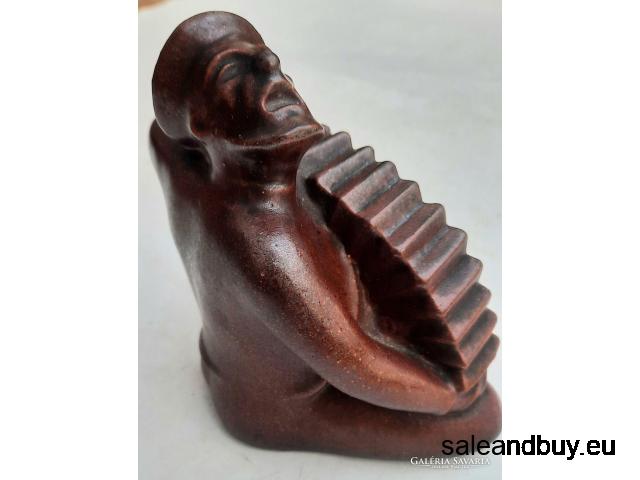 Verkauft !!  Saxonia Meissen Baukeramik - Ziehharmonikaspieler, um 1920, Art Deco